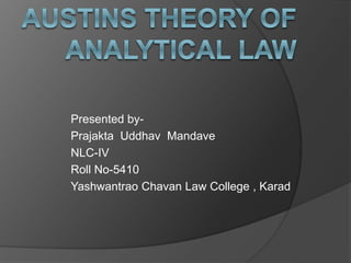 Presented by-
Prajakta Uddhav Mandave
NLC-IV
Roll No-5410
Yashwantrao Chavan Law College , Karad
 
