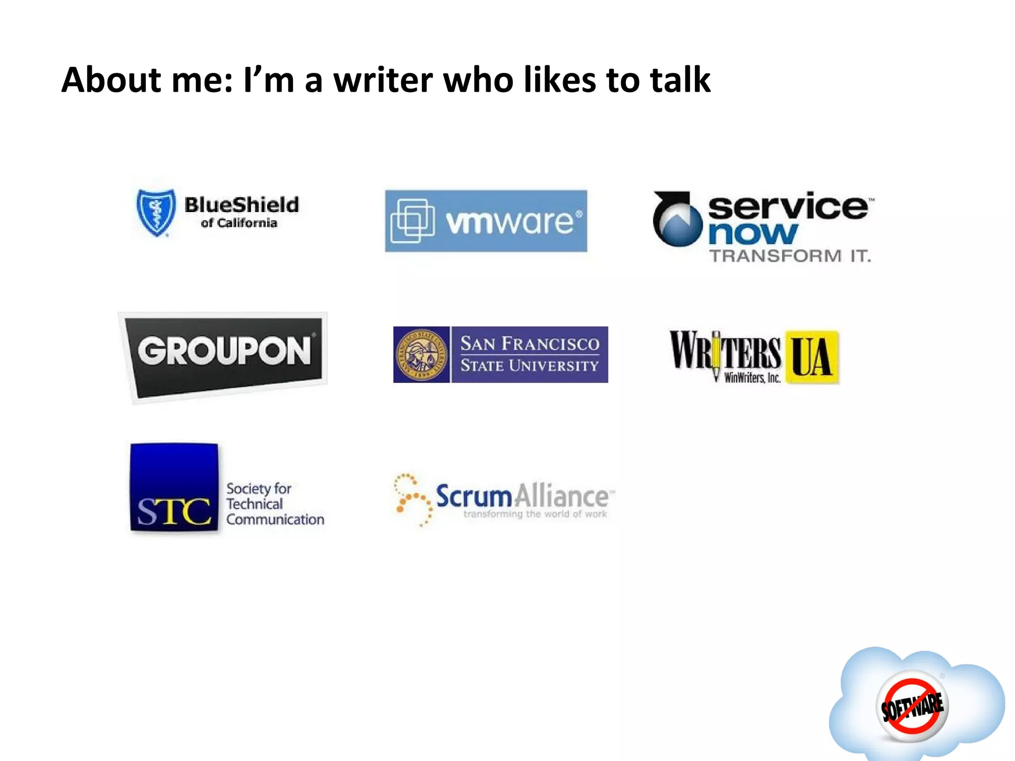 About me: I’m a writer who likes to talk
 