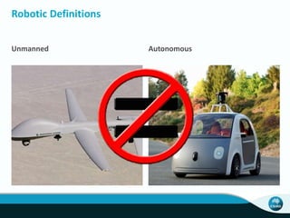 Unmanned Autonomous
Robotic Definitions
 