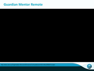 Guardian Mentor Remote
http://www.youtube.com/watch?v=iv4-AGp_Okw
http://www.csiro.au/Organisation-Structure/Divisions/Computational-Informatics/ReMoTe.aspx
 