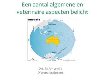 Een aantal algemene en
veterinaire aspecten belicht
      Droogte/watertekort
      Overbegrazing
      Verzilting
      Bodemerosie
      Uitheemse soorten




        Drs. M. Uiterwijk
        Dierenarts/docent
 