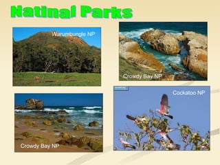 Warumbungle NP Crowdy Bay NP Crowdy Bay NP Cockatoo NP Natinal Parks 