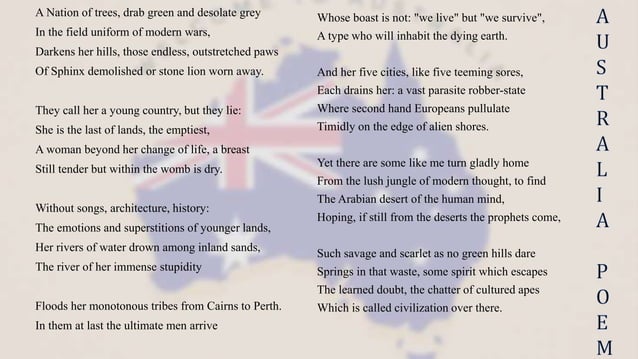 AUSTRALIA poem by A.D.Hope (Australia).pptx | Geography | Science