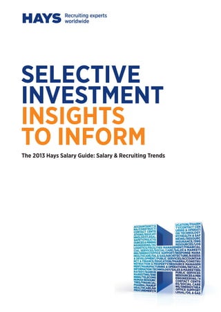 SELECTIVE
INVESTMENT
INSIGHTS
TO INFORM
The 2013 Hays Salary Guide: Salary & Recruiting Trends
 