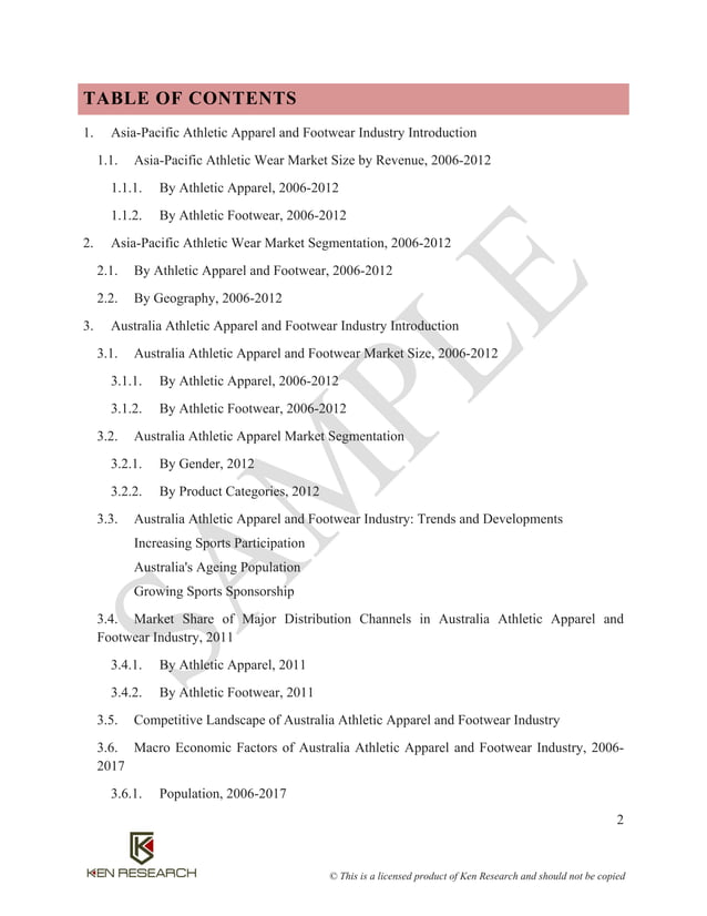 Australia athletic apparel and footwear industry outlook to 2017 sample