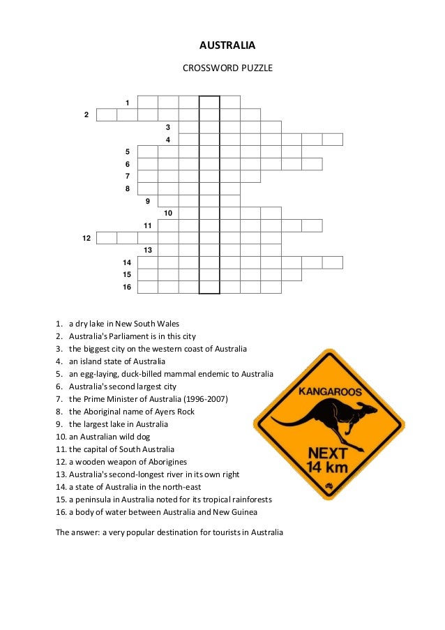 Australia Crossword Australia Crossword