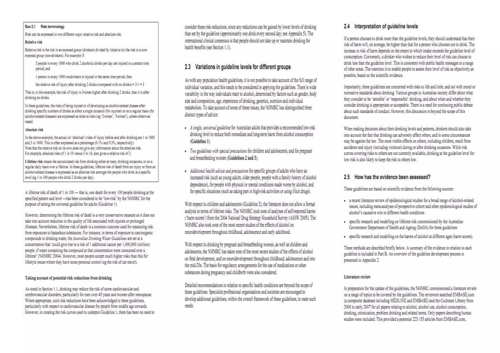 Australian alcohol guidelines for low risk drinking PPT