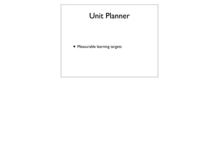 Unit Planner


• Measurable learning targets
 