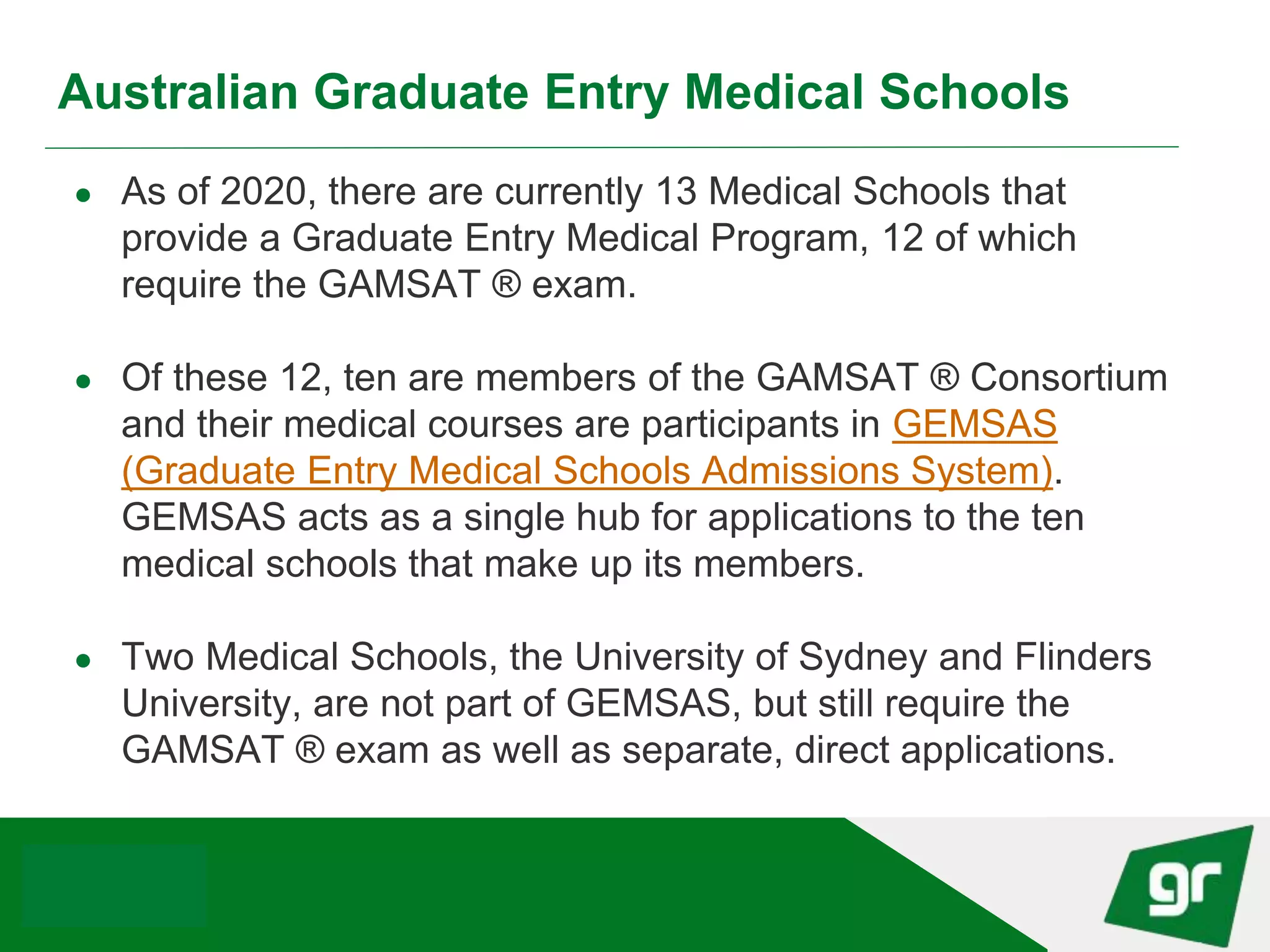 Australian Graduate Medical Schools Admission Requirements PPT