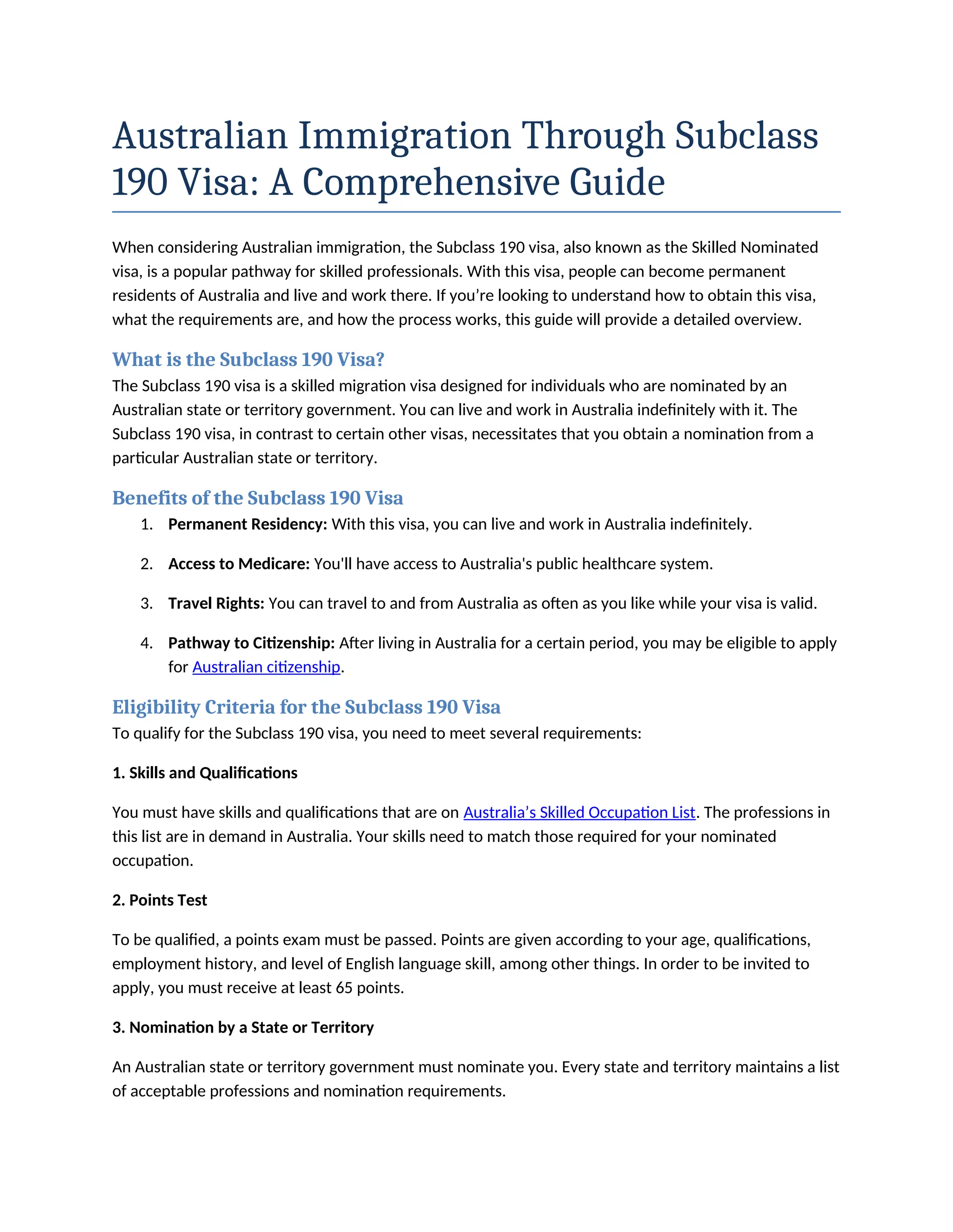 Australian Immigration Through Subclass 190 Visa A Comprehensive Guide.docx