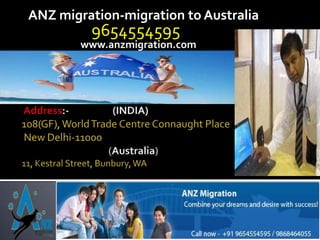 ANZ migration-migration to Australia

9654554595

www.anzmigration.com

 