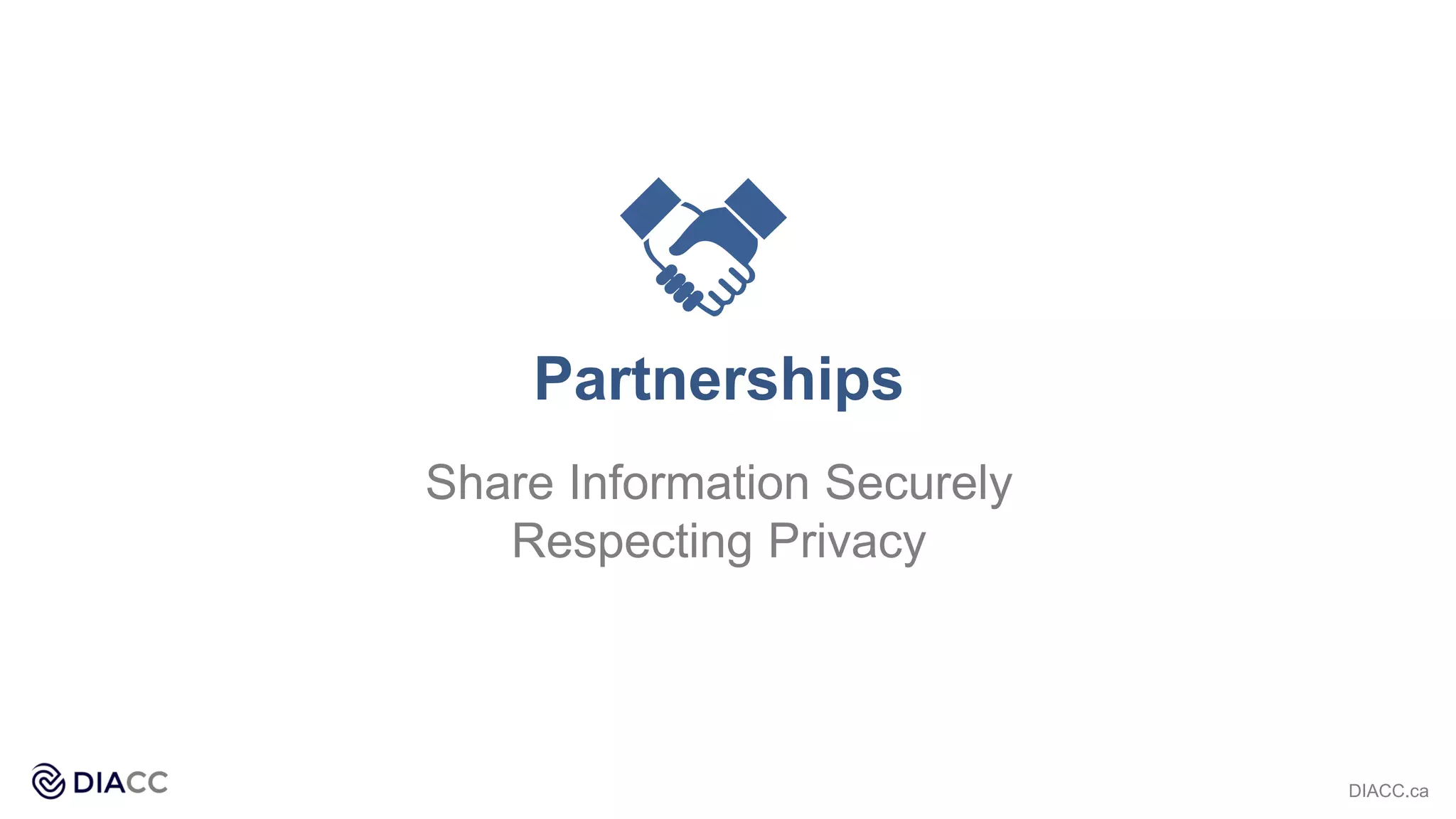 Partnerships
Share Information Securely
Respecting Privacy
DIACC.ca
 