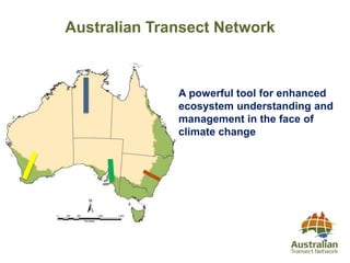 Australian Transect Network
A powerful tool for enhanced
ecosystem understanding and
management in the face of
climate change
 