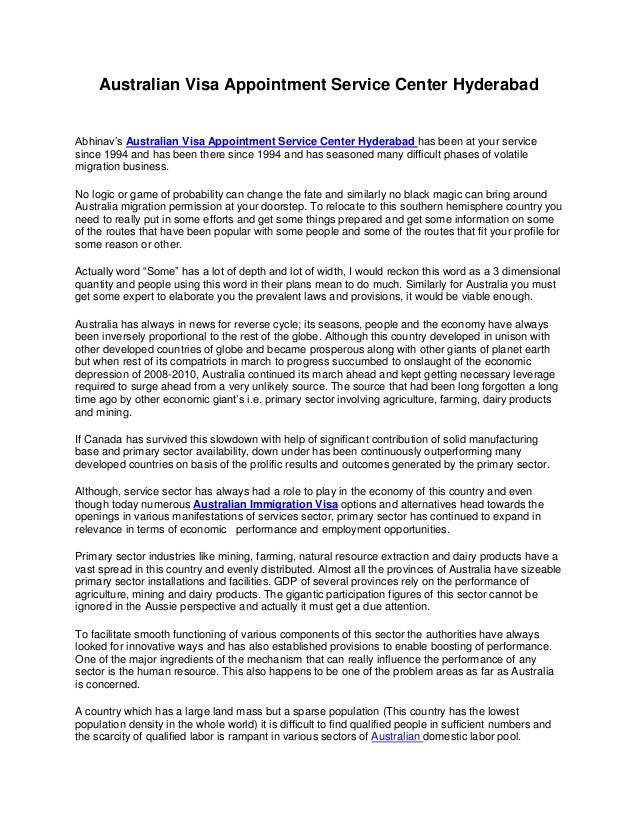 Australian visa appointment service center hyderabad