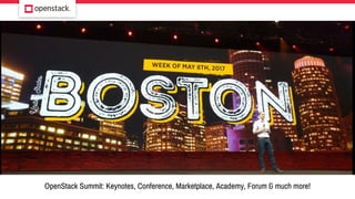 OpenStack Summit: Keynotes, Conference, Marketplace, Academy, Forum & much more!
 