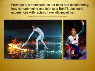 	She was the first ever Aboriginal Commonwealth Games gold medallist, and one of the youngest, at 16 years old.When she won at the Sydney 2000 Olympics, with a time of 49.11 seconds, she was so relieved that she dropped to her knees on the track after completing the race. 
