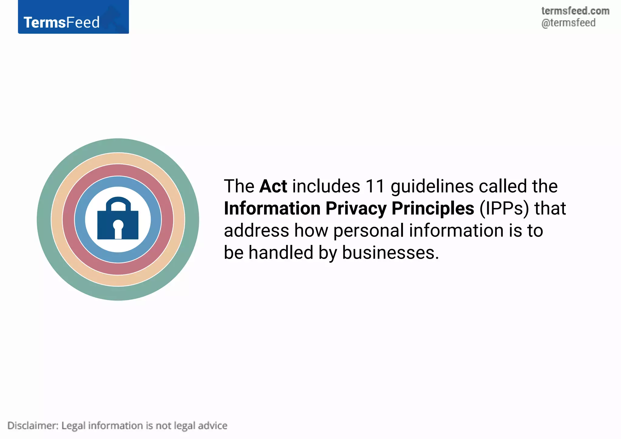 The Act includes 11 guidelines called the
Information Privacy Principles (IPPs) that
address how personal information is to
be handled by businesses.
 