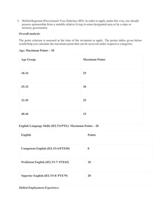 Australia skilled immigration points calculator | PDF