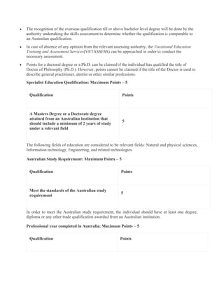 Australia skilled immigration points calculator | PDF