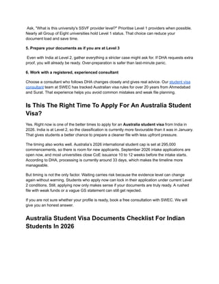 Australia Student Visa 2026 Guide – India Level 2 Students | PDF