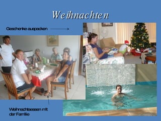 Weihnachten Geschenke auspacken Weihnachtsessen mit der Familie 