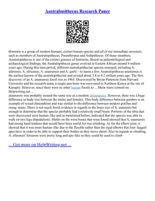 Australopithecus Research Paper | PDF