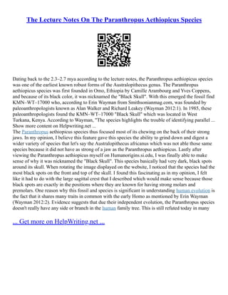 Australopithecus Research Paper | PDF