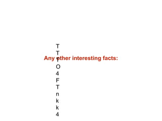 Any other interesting facts:
T
T
T
O
4
F
T
n
k
k
4
 