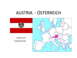 AUSTRIA - ÖSTERREICH 
83 871 km² 
8.334.325 hab 
 