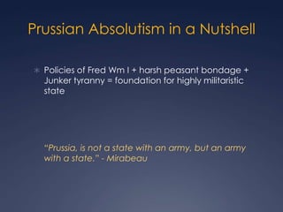 Austrian, Prussian  & Russian Absolutism