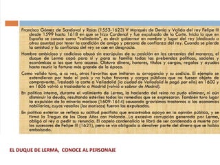 EL DUQUE DE LERMA, CONOCE AL PERSONAJE
 