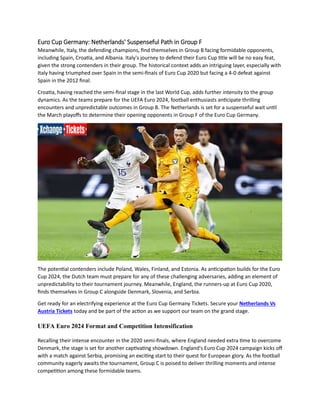 Austria vs France in Euro 2024 Group Stage with Netherlands in the Mix.docx