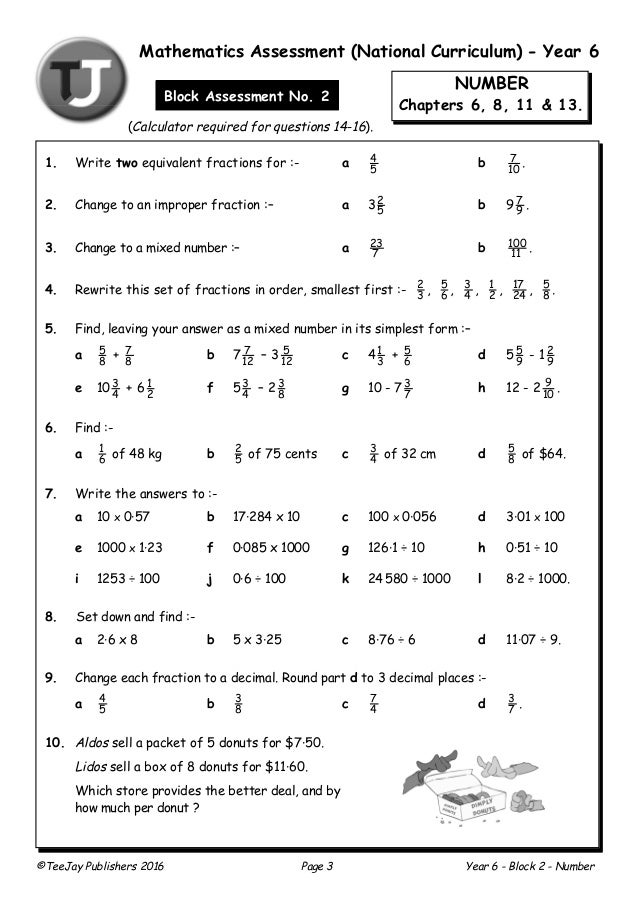 australian 6 assessment sample