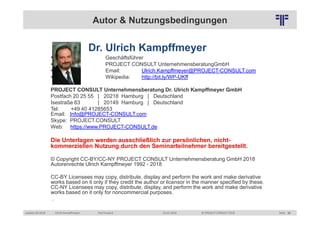 © PROJECT CONSULT Unternehmensberatung Dr. Ulrich Kampffmeyer GmbH 2011 / Autorenrecht: <Vorname Nachname> Aug-18 / Quelle...