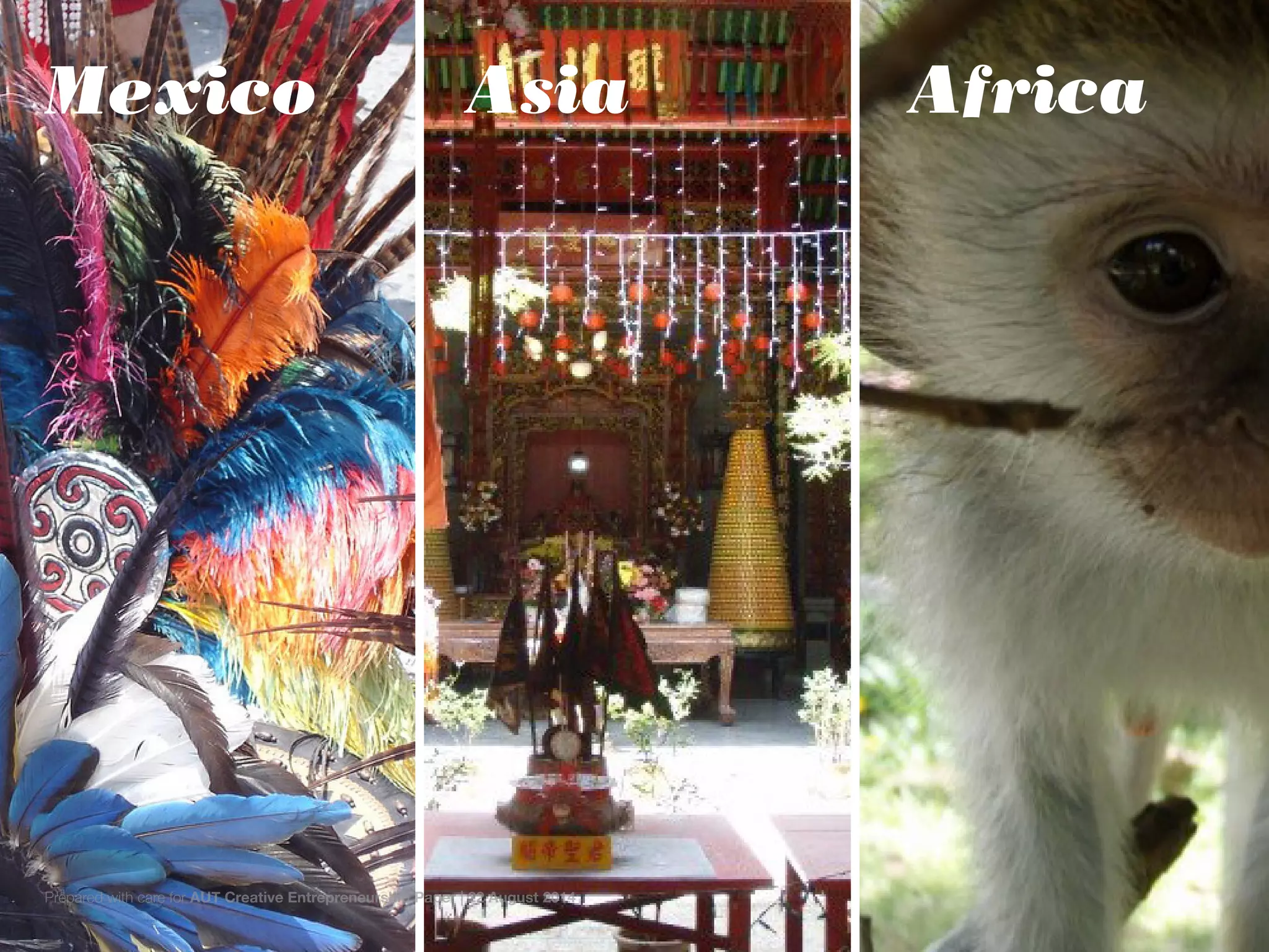 Mexico Asia Africa
Prepared with care for AUT Creative Entrepreneurship Paper | 22 August 2014
 
