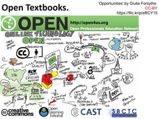 Open Textbooks.
‘Opportunities’ by Giulia Forsythe
CC-BY
https://flic.kr/p/eRCY15
 