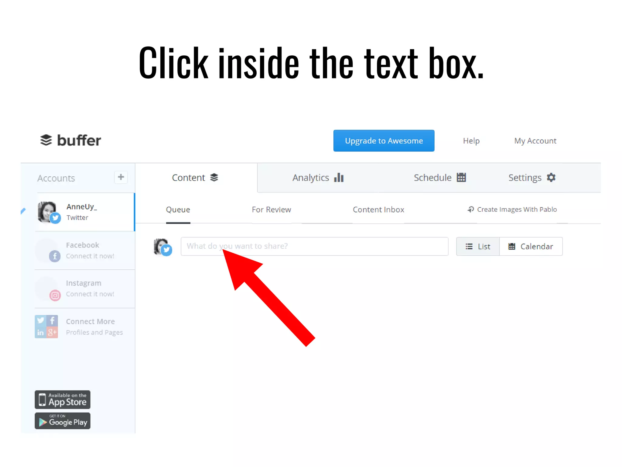 Click inside the text box.
 
