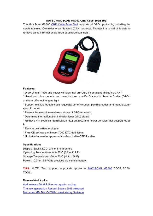 Autel maxiscan ms300 obd code scan tool