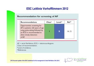 ESC Leitlinie Vorhofflimmern 2012
2012 focused update of the ESC Guidelines for the management of atrial fibrillation, EHJ 2012
 