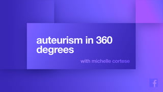 auteurism in 360
degrees
with michelle cortese
 