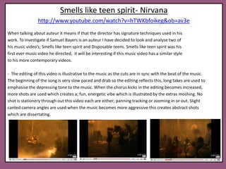 The camera angles are not completely unusual, unlike Come to daddy which is very obvious that hand held canted camera work had been used in this video but there seem that steady camera work maybe on a tripod has been used to create either very; high, low, long close up shots.The editing is illustrated by the beats and rhythm of the song, so when the song sped up so did the video which creates, tension and excitement.   Like Come to daddy this music videois very entropic and this could be a auteur signature from Cunningham. What makes Frozen entropic is the setting is unusual for a music video as Madonna seems to be in a disserted desert which is not glamorous which Madonna is famous for being. The special effects when Madonna turns into ravens and a dog are mesmerising and is once again a signature auteur of Cunningham. 