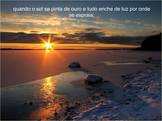 quando o sol se pinta de ouro e tudo enche de luz por onde se espraia; 