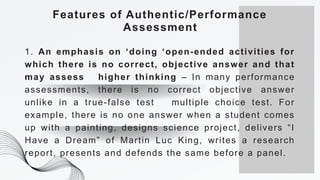 authentic assessment as part of the classroom assessment | PPTX