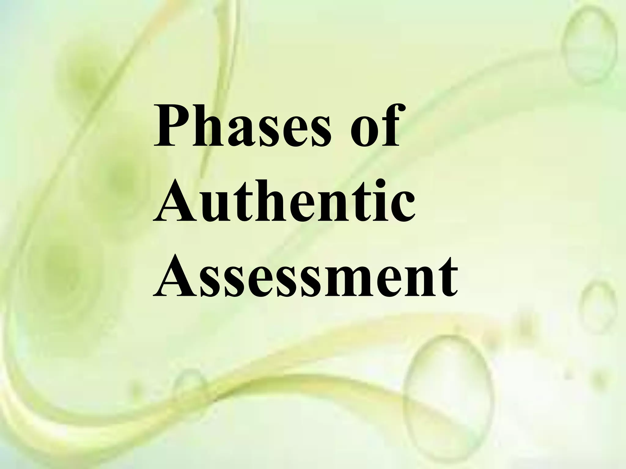 Phases of
Authentic
Assessment
 
