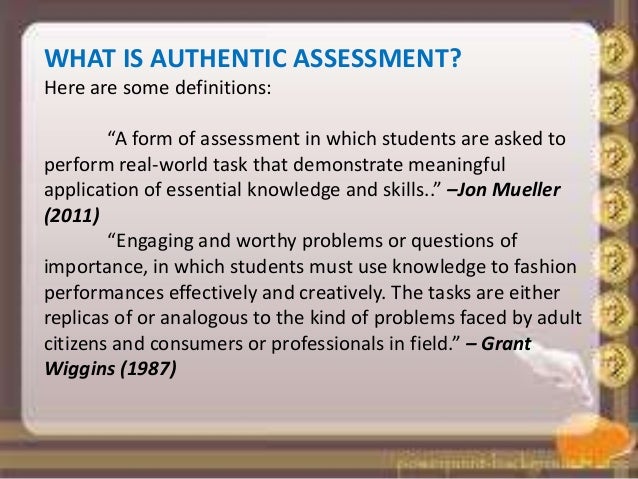 what is authentic assessment examples