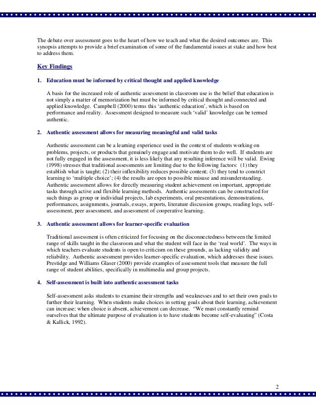Authentic assessment dissertation