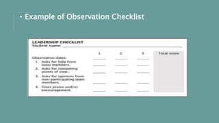 • Example of Observation Checklist
 