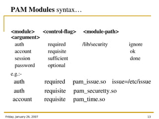 Authentication Modules For Linux - PAM Architecture