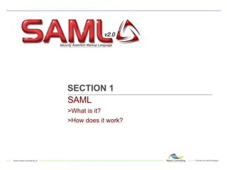 SECTION 1 SAML What is it? How does it work? 