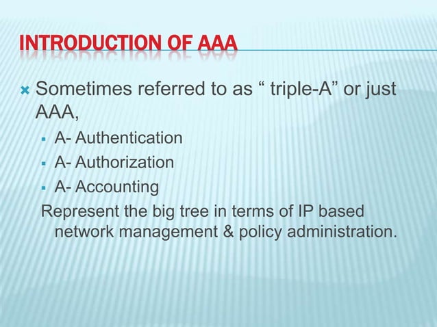 Authentication, authorization, accounting(aaa) slides | PPTX | Internet ...
